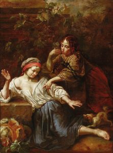 Two Girls Playing in a Vineyard with a Small Dog thumbnail